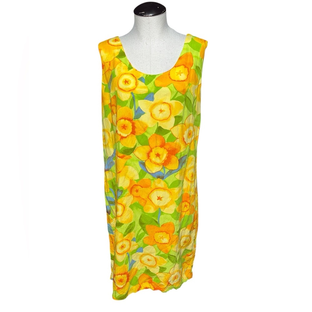 Vintage Jams World Rover dress yellow floral colorful artsy art to wear small